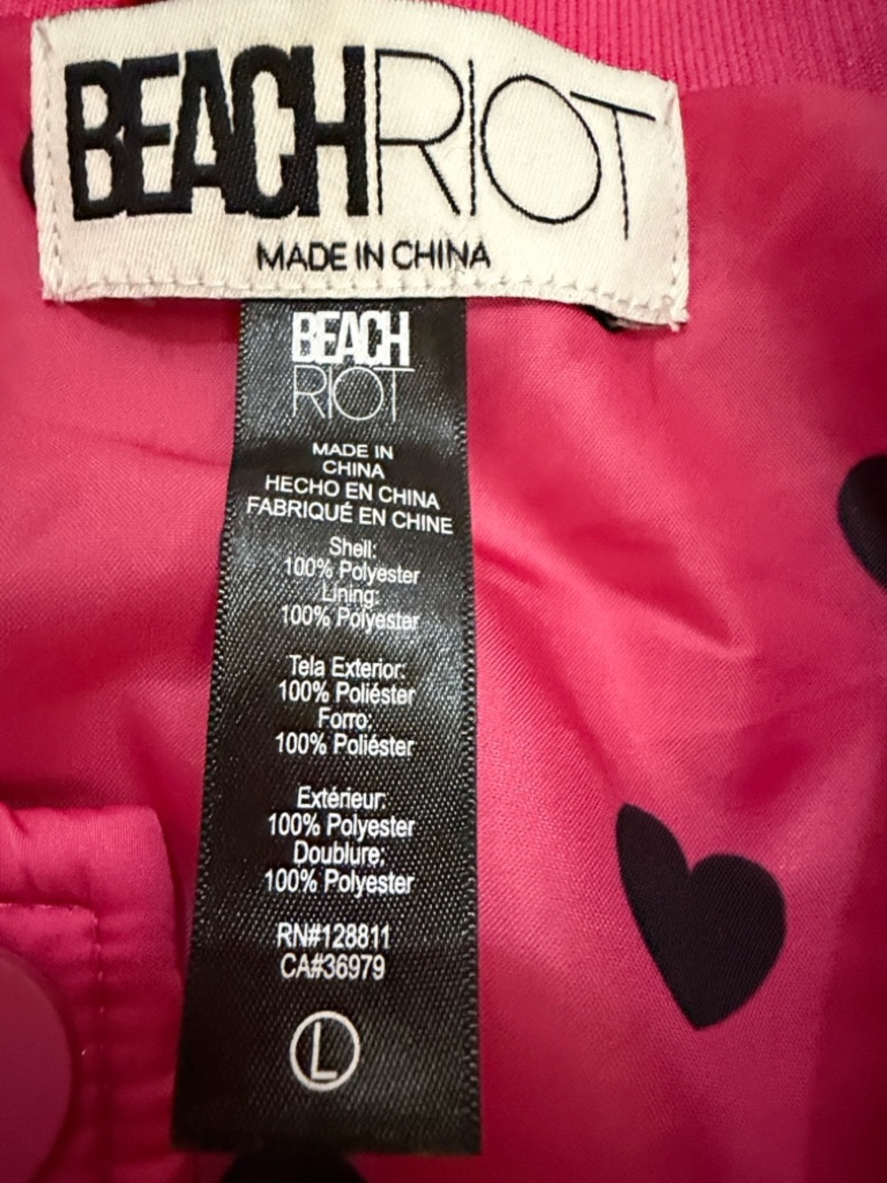 Beach Riot Jacket Hot Pink Quilted Heart Bomber - Picture 5 of 14